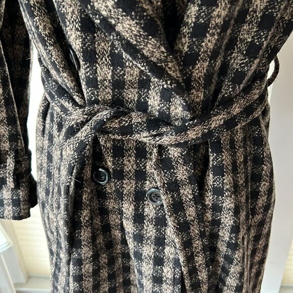 Nerazzurri Women’s S gorgeous Black and brown check long belted coat jacket - Picture 7 of 16
